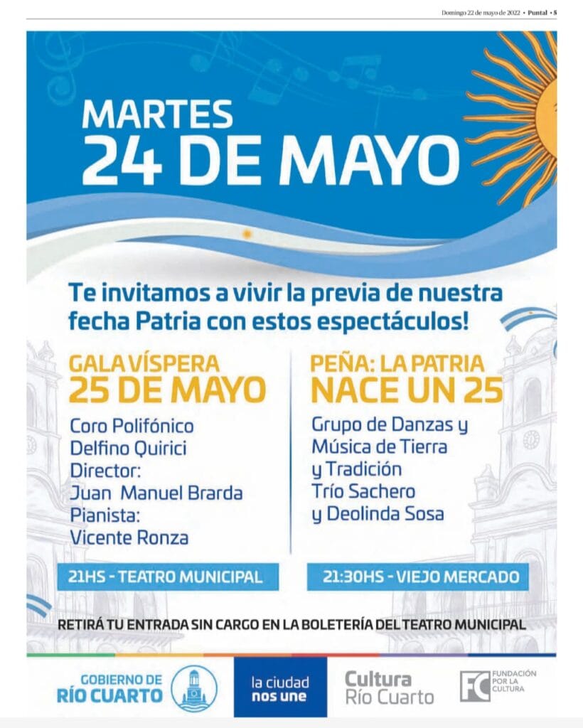 25 de Mayo: velada de gala y peña Patria esperando el festejo patrio
