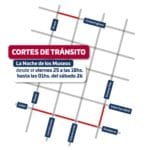 Tránsito: Cortes totales por la realización de la Noche de los Museos