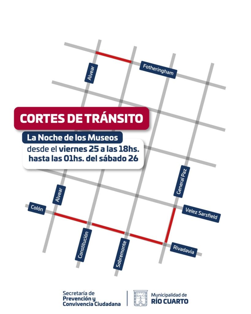 Tránsito: Cortes totales por la realización de la Noche de los Museos