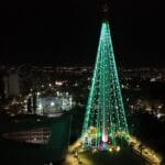 Una multitud acompañó el encendido del árbol de Navidad más grande de Argentina