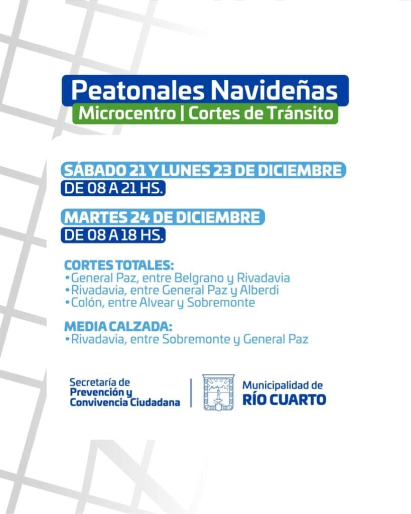 Cortes totales de tránsito por realización de peatonales.