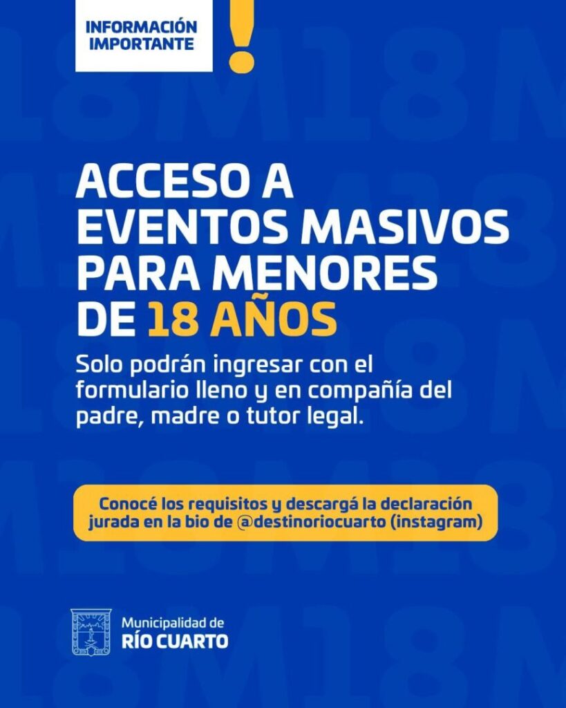 Ingreso de menores a eventos masivos.