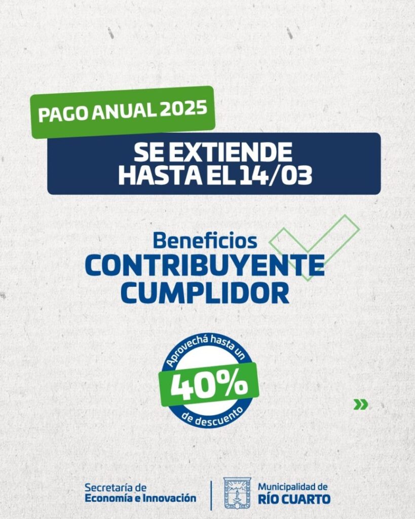 Prórroga del vencimiento del Pago Anual de Impuestos Municipales