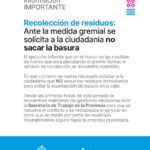 Ante la medida gremial se solicita a la ciudadanía no sacar la basura