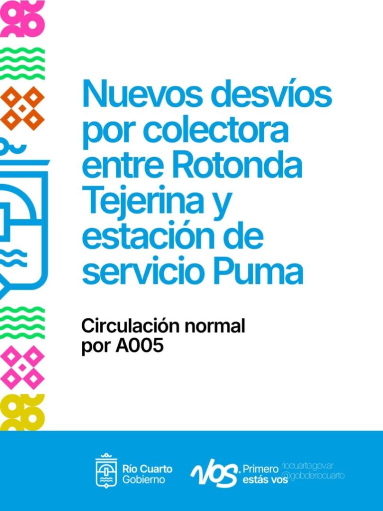 Nuevos desvíos por colectora entre Rotonda Tejerina y Estación de Servicio Puma