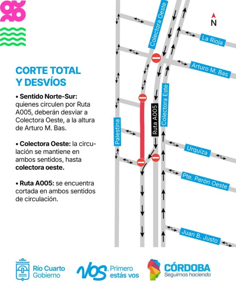 Circunvalación: Nuevo desvío en colectora Oeste a la altura de calle Arturo M. Bas