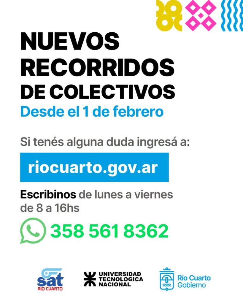 Cambios en el transporte: comunicate por WhatsApp por dudas o consultas