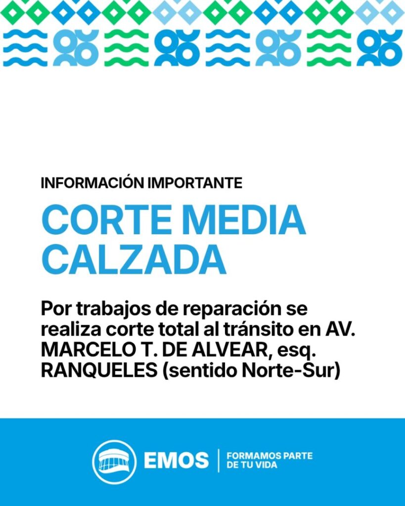 Corte de media calzada en avenida Marcelo T. de Alvear