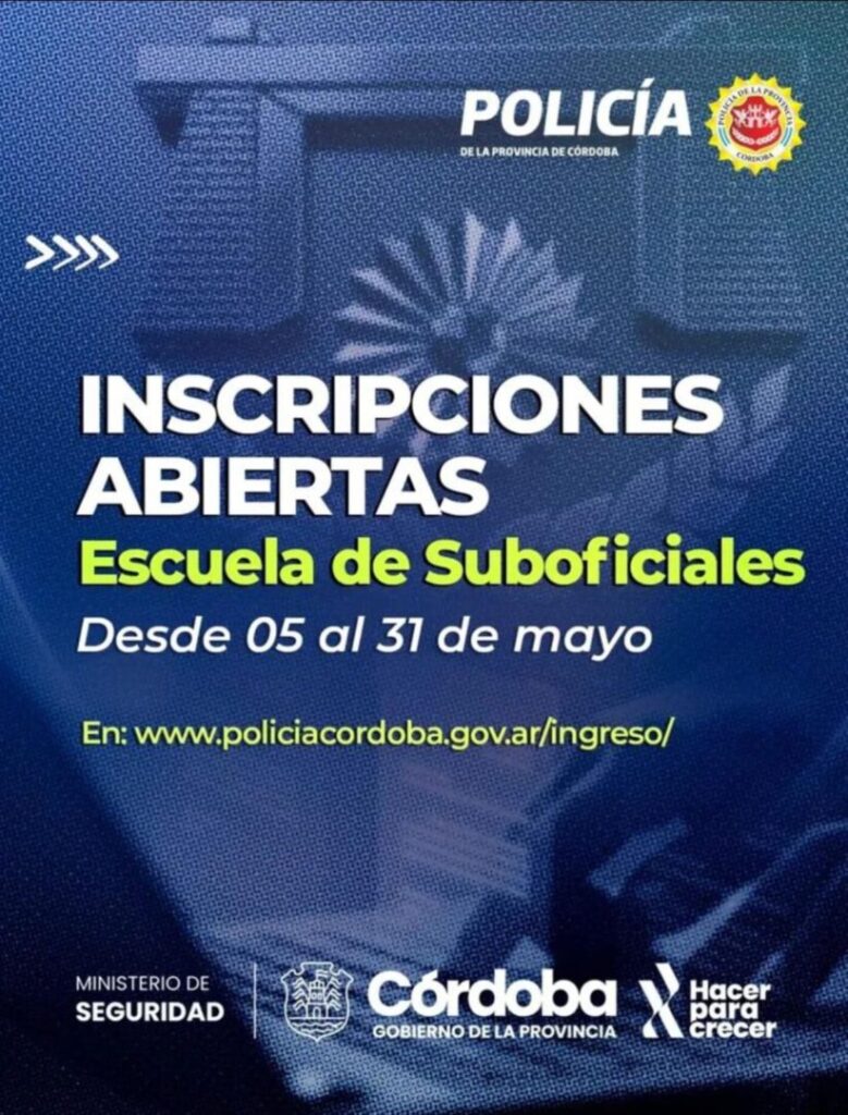 Apertura de inscripciones para la Escuela de Suboficiales de la Policía de Córdoba
