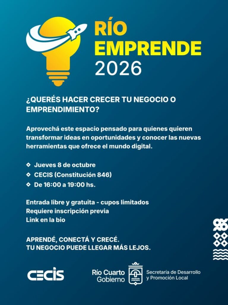 Llega Río Emprende: una jornada para potenciar el desarrollo y la transformación digital de emprendedores, comerciantes y estudiantes